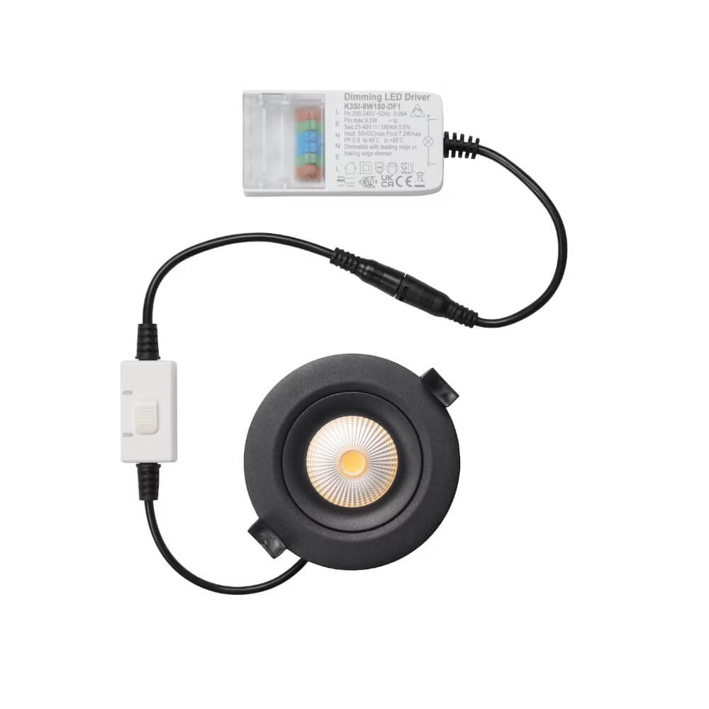 Alasvalo Onnline Onnspot, 8W, IP54, himmennettävä, Ø95*40mm, musta - Outoled