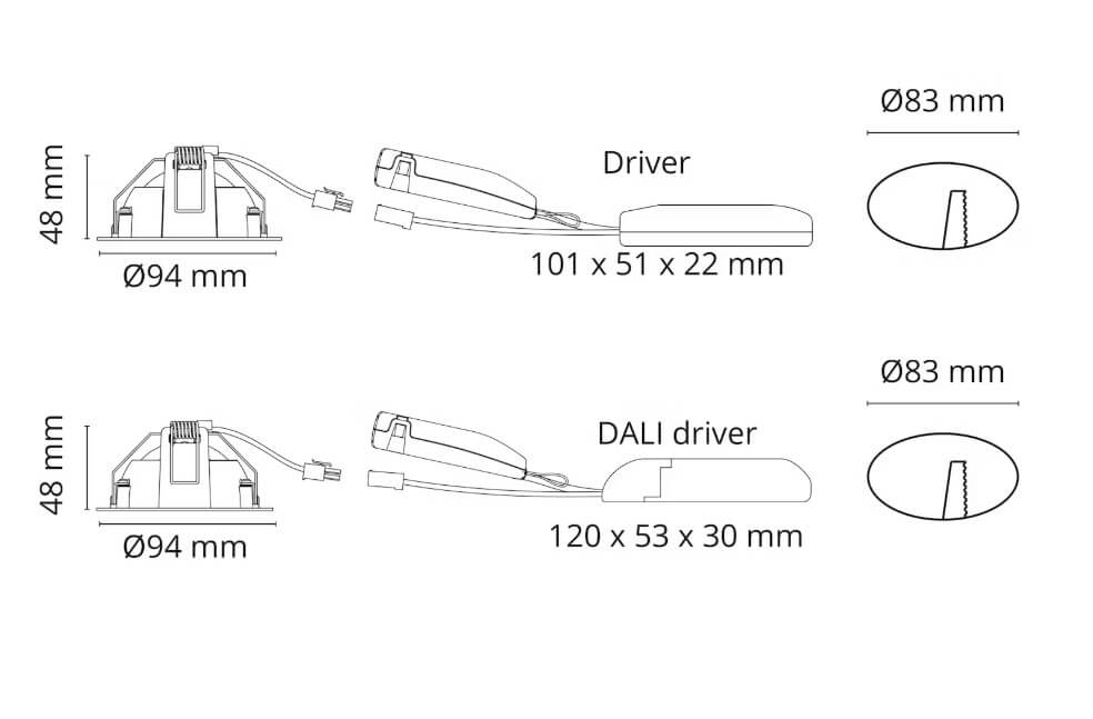 Alasvalo SG Junistar Lux 7W, IP44, himmennettävä, Ø94*50mm, musta