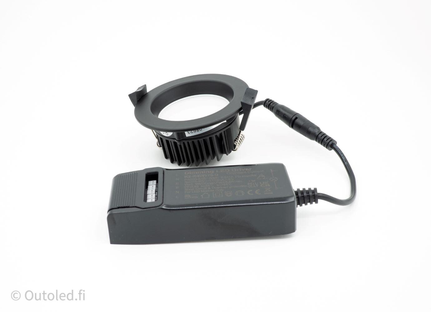 Alasvalo Jupeled Nova 7W, IP44, himmennettävä, Ø85*38mm, musta - Outoled