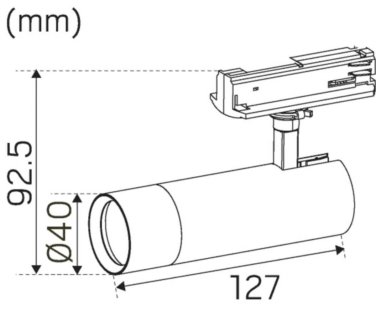 Kiskovalaisin Hidealite Optic Track XS, 9,7W, 750-770lm, 2700/3000K, musta