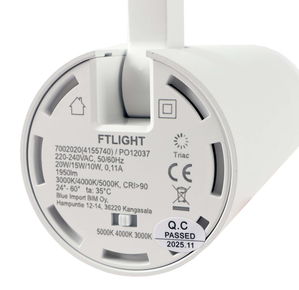 Kohdevalaisin FTLIGHT Triac 10-20W, CCT, zoomattava, musta