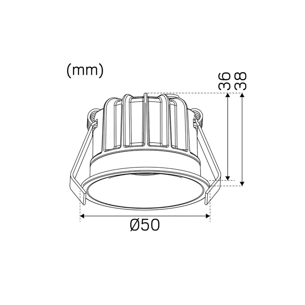 Spottivalo Hidealite Optic Deep XS, 4W, 3000K, IP44, Ø50mm, valkoinen