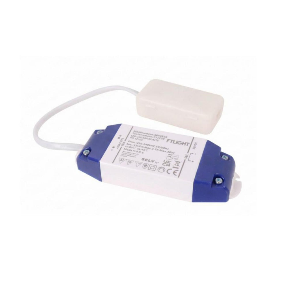 Led-virtalähde FTLIGHT 30W, 12V, IP20, kytkentäboksi