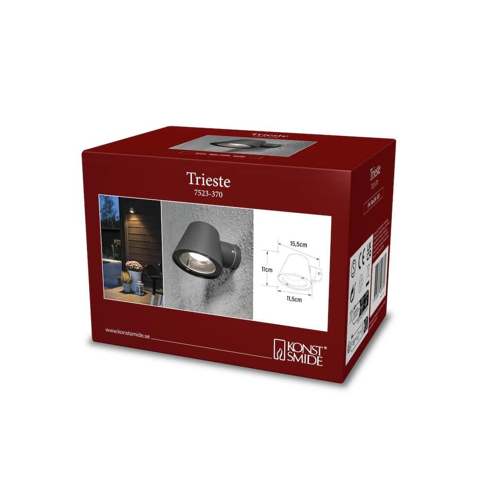 Seinävalaisin Konstsmide Trieste 7523-370, GU10, IP44, Antrasiitti - Outoled
