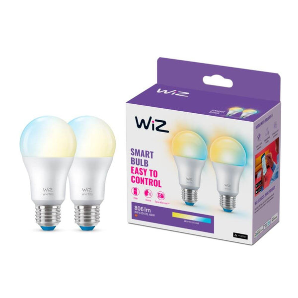 WiZ LED-älylamppu, E27, 806lm, WiFi, Tunable white, 2-pack
