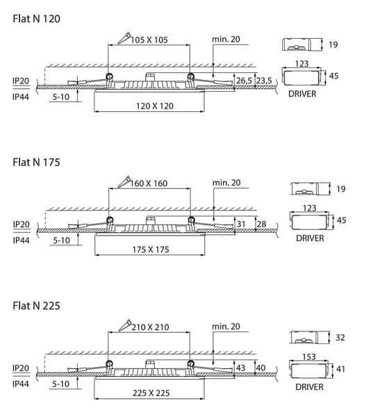 Alasvalo Airam Flat Sq, 9W, 500lm, IP44, himmennettävä, Ø120*26,5mm