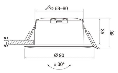 Alasvalo Airam Compact Multi, 7W, 500lm, IP54, himmennettävä, Ø90*39mm, valkoinen - Outoled