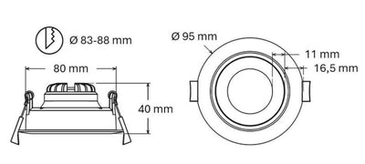 Alasvalo Onnline Onnspot, 8W, IP54, himmennettävä, Ø95*40mm, musta - Outoled
