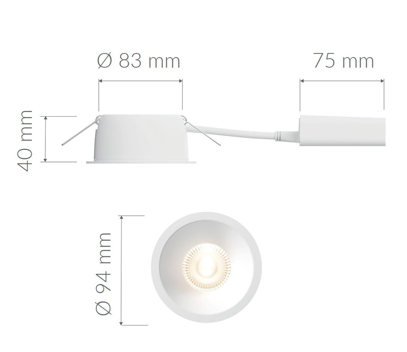 Alasvalo Plejd DWN-02, 8W, IP44, 2200-4000K,  Ø94*40mm, musta, 6-pack