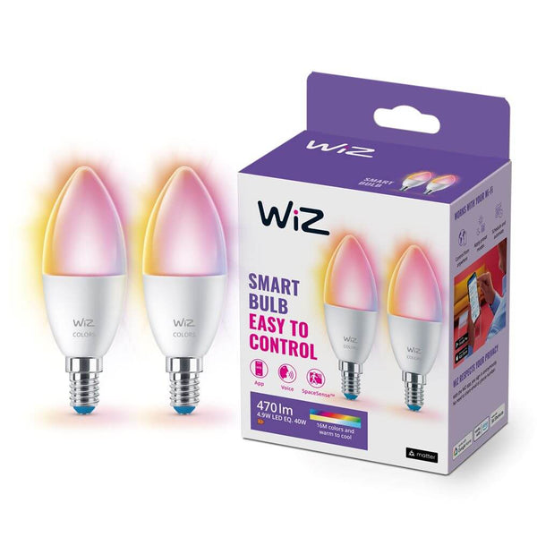 WiZ LED-älylamppu, E14, 470lm, WiFi, RGBW, 2-pack