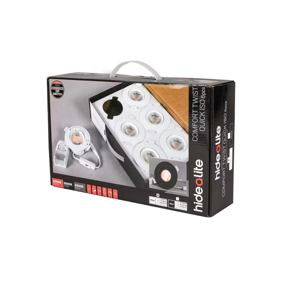 Alasvalo Hidealite Comfort Twist Quick ISO, 6.5W, musta, 6-pack