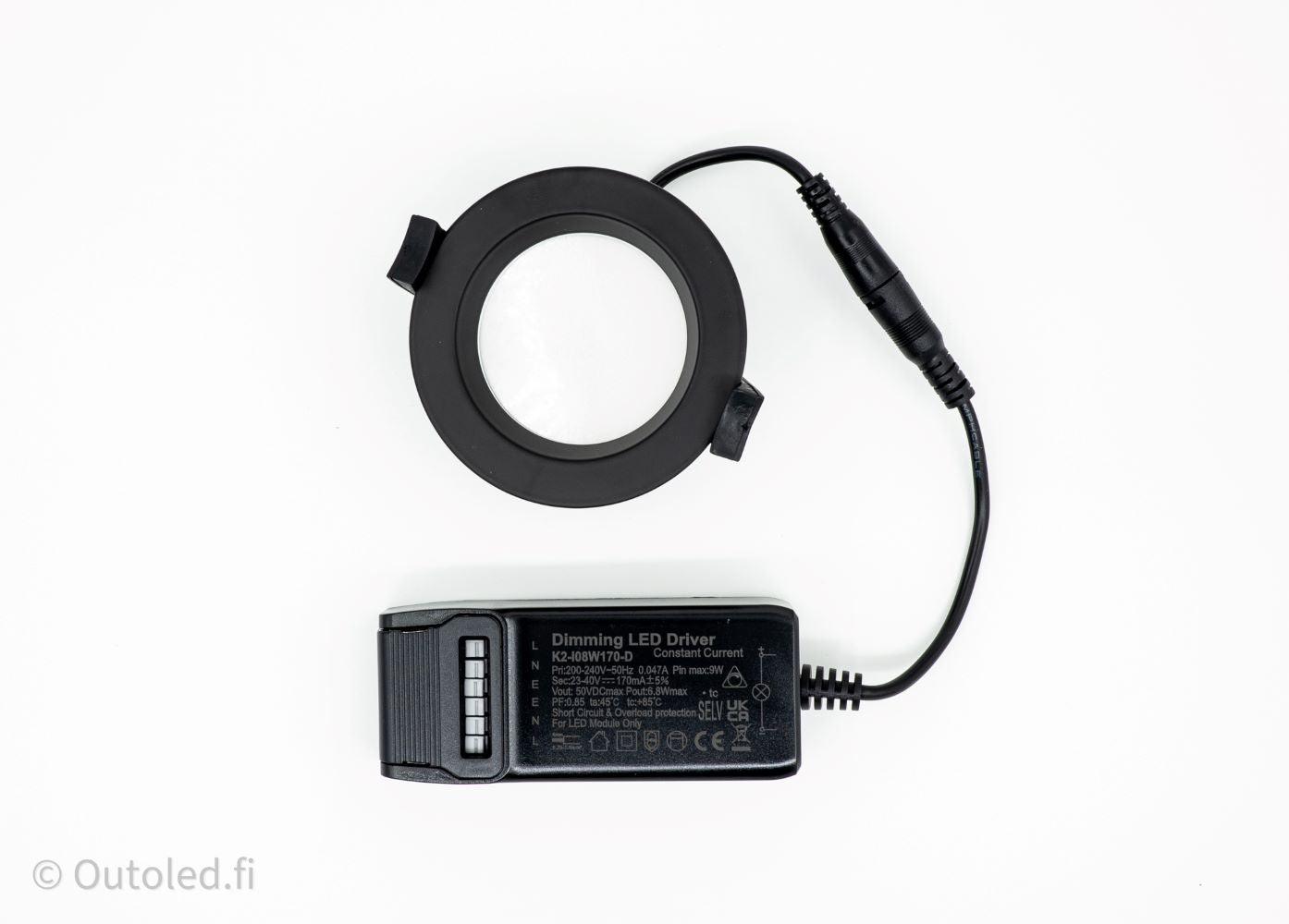 Alasvalo Jupeled Nova 7W, IP44, himmennettävä, Ø85*38mm, musta - Outoled