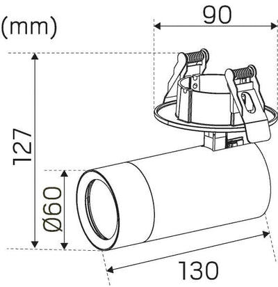 Kohdevalaisin Hidealite Optic Spot XS, 9,7W, 750-770lm, 2700/3000K, musta