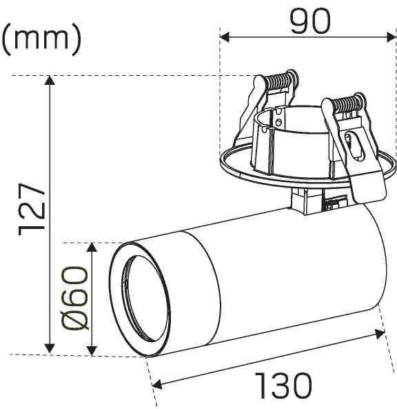 Kohdevalaisin Hidealite Optic Spot XS, 9,7W, 750-770lm, 2700/3000K, musta