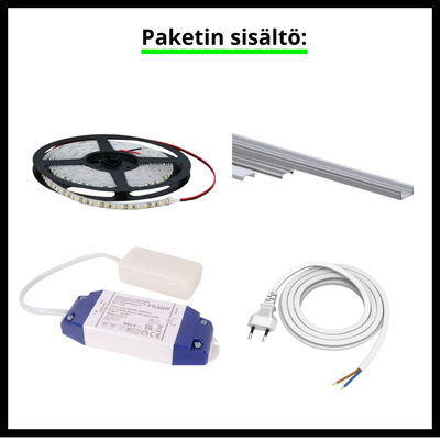 Led-nauhasetti, 2m, 9,6W/m, 24V