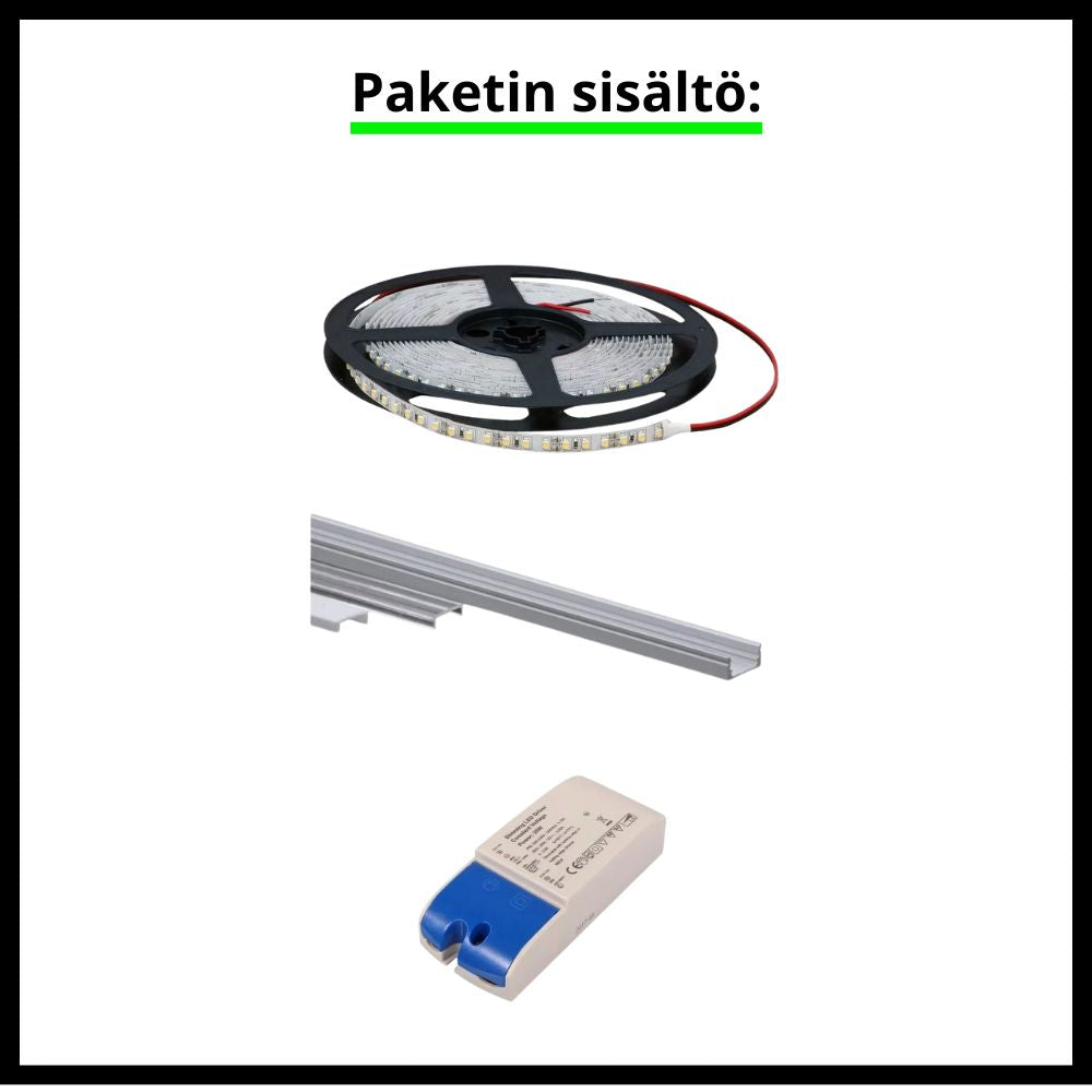 Led-nauhasetti, 2m, 9,6W/m, 24V, himmennettävä