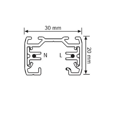 Kosketinkisko Global Track Base, 2m, 1-vaiheinen, pinta-asennus, valkoinen