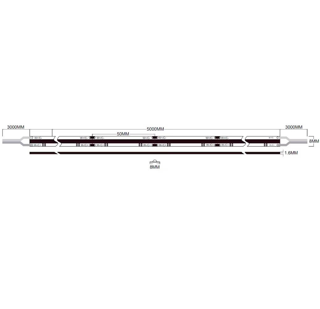 Led-nauha Onnline Onnstrip COB, IP20, 24V, 8W/m, 3000+4000K, 5m
