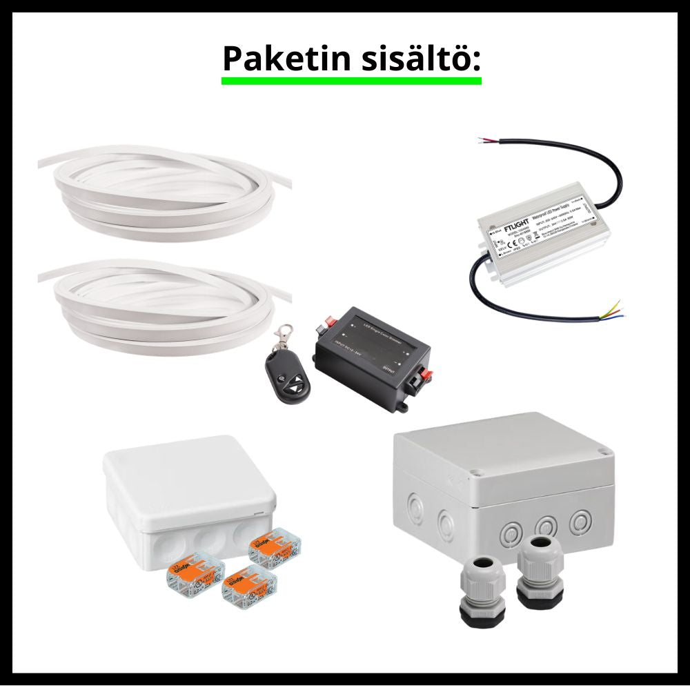 Led-nauhasetti saunaan, 5m, 10W/m, 24V, langattomalla himmentimellä