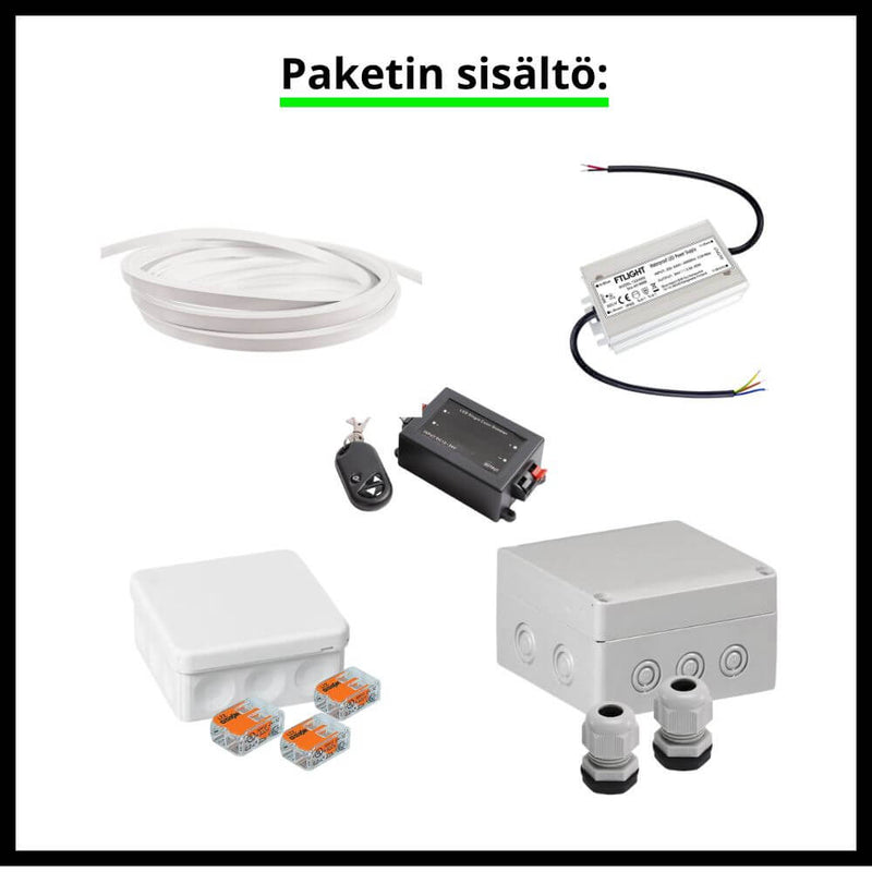 Led-nauhasetti saunaan, 2.5m, 10W/m, 24V, langattomalla himmentimellä