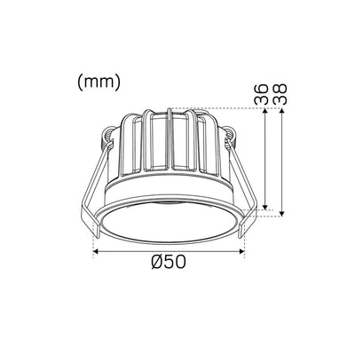 Spottivalo Hidealite Optic Deep XS, 4W, 3000K, IP44, Ø50mm, valkoinen