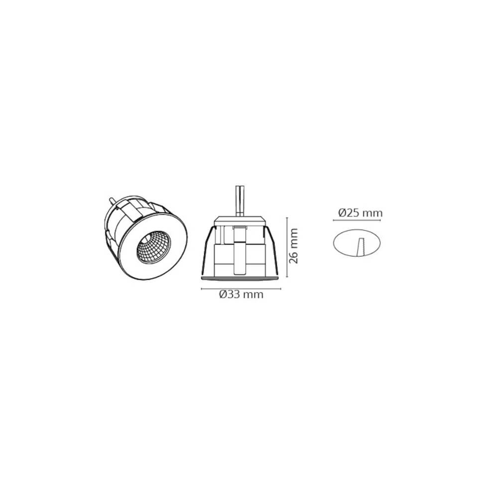 Spottivalo SG Armaturen Nano Tilt 36°, 1W, 3000K, Ø33mm, musta