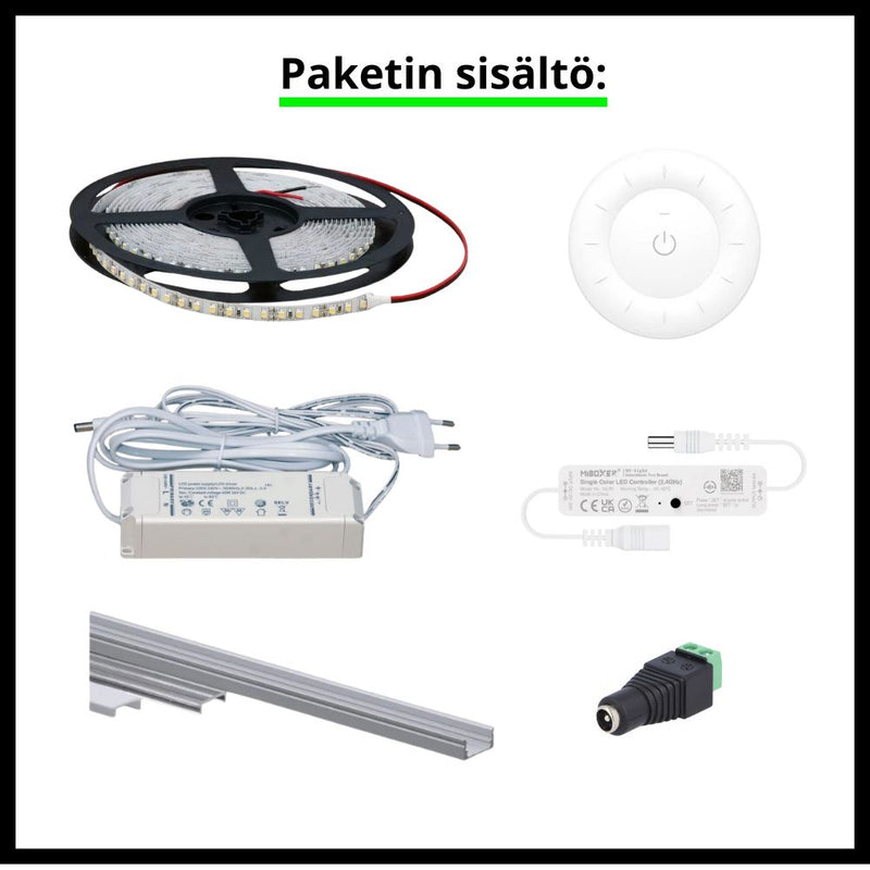 Led-nauhasetti, 2m, 9,6W/m, 24V, langattomalla himmentimellä