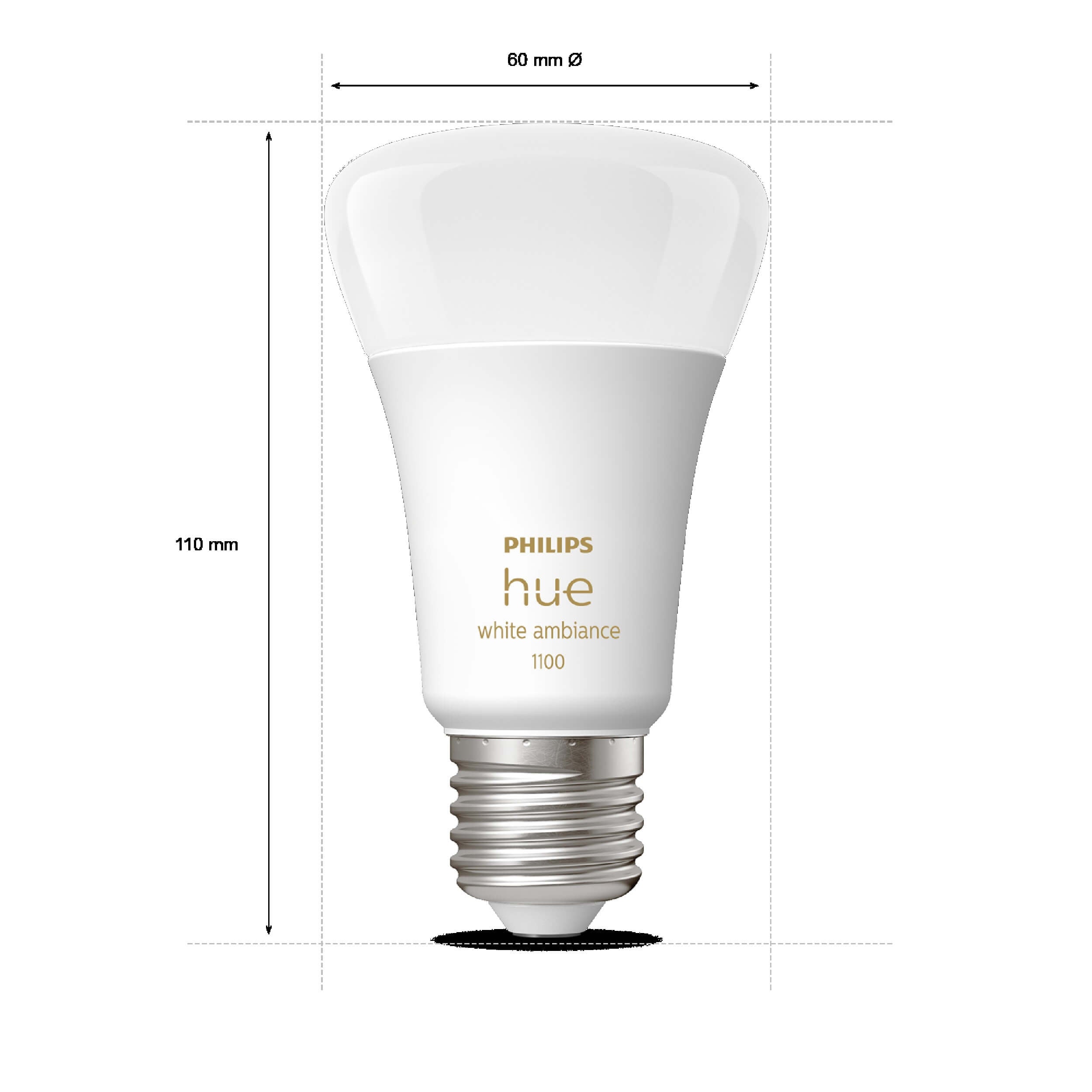 Philips Hue white ambiance E27-älylamppu, 11W, 1100lm, 2-pack