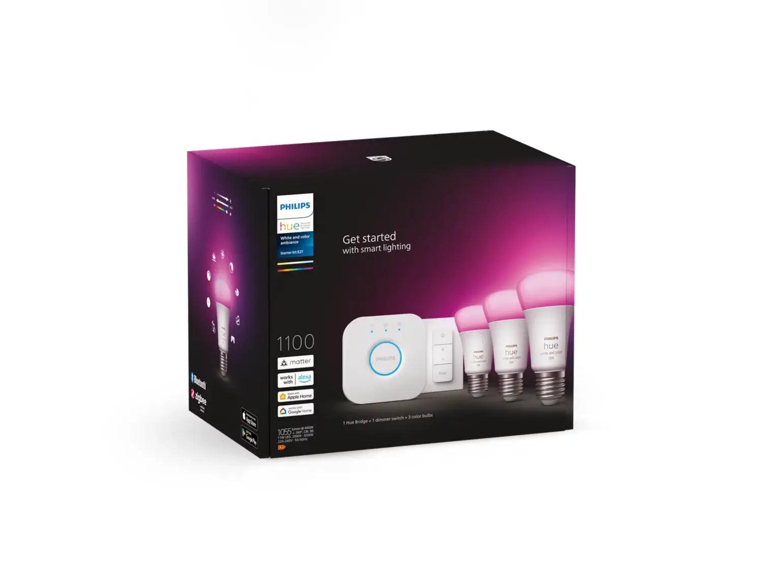 Philips Hue White and Color ambiance E27 aloituspakkaus