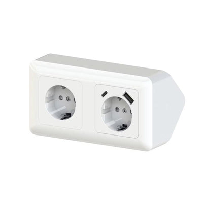 Pistorasia Opal Kulma, 2-osainen, USB A + USB C, valkoinen