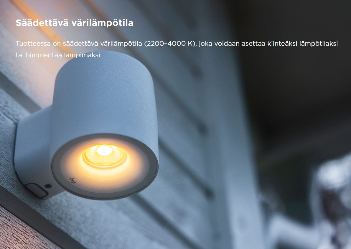 Seinävalaisin Plejd OUT-01, 2200-4000K, 8.3W, IP45, valkoinen