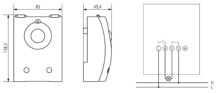 Hämäräkytkin Theben Luna 127 Star S, 2-200lux, IP55