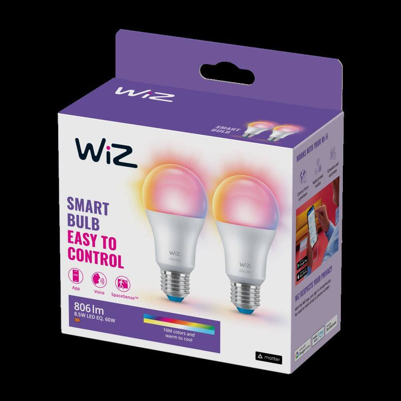 WiZ LED-älylamppu, E27, 806lm, RGBW, WiFi, 2-pack