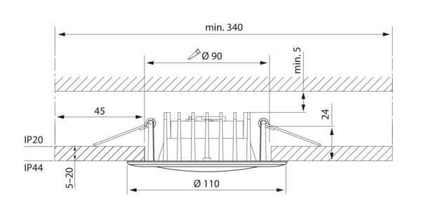 Alasvalo Airam Slim Duo Fix, 8W, 650lm, IP44, himmennettävä, Ø110*41mm